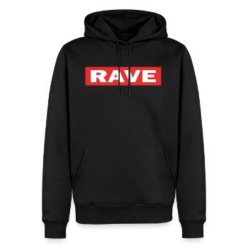 Rave - Männer Premium Bio Hoodie - Schwarz - Vorne - Nico (187cm)