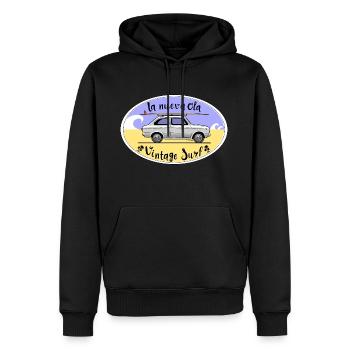 Surf vintage - Sweat à capuche Premium bio Homme - noir - Devant - Nico (187cm)