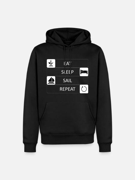 Eat, sleep, sail, repeat - Segeln - Segler - Boot - Männer Premium Bio Hoodie - Schwarz