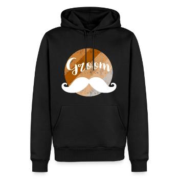 Moustache de marié - Sweat à capuche Premium bio Homme - noir - Devant - Nico (187cm)