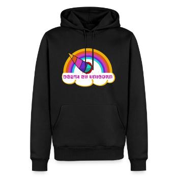 La mort par la licorne - Sweat à capuche Premium bio Homme - noir - Devant - Nico (187cm)