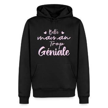Belle maman trop geniale - Sweat à capuche Premium bio Homme - noir - Devant - Nico (187cm)