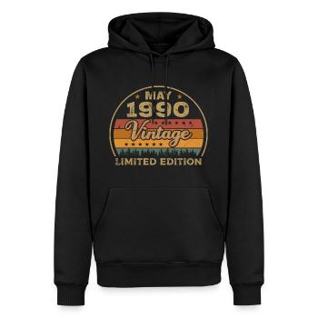 Don de mai 1990 Jubilé Mai 1990 Mai 1990 - Sweat à capuche Premium bio Homme - noir - Devant - Nico (187cm)