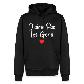 Humoristique adolescent Humour J'aime Pas Les Gens - Sweat à capuche Premium bio Homme - noir - Devant - Nico (187cm)