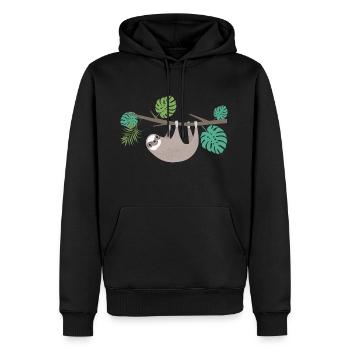 Faultier Illustration - Männer Premium Bio Hoodie - Schwarz - Vorne - Nico (187cm)