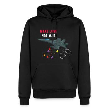 Faire l'amour non était un avion de combat bombardé de fleurs - Sweat à capuche Premium bio Homme - noir - Devant - Nico (187cm)