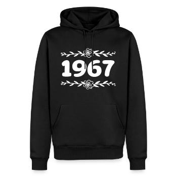 1967 Jahrgang 1967 Retro 1967 Jubiläum 1967 - Männer Premium Bio Hoodie - Schwarz - Vorne - Nico (187cm)