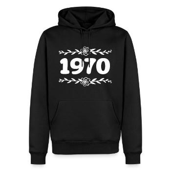 1970 Jahrgang 1970 Retro 1970 Jubiläum 1970 - Männer Premium Bio Hoodie - Schwarz - Vorne - Nico (187cm)