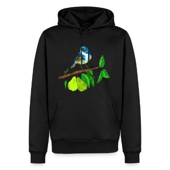 Oiseau bleu et poire - Sweat à capuche Premium bio Homme - noir - Devant - Nico (187cm)