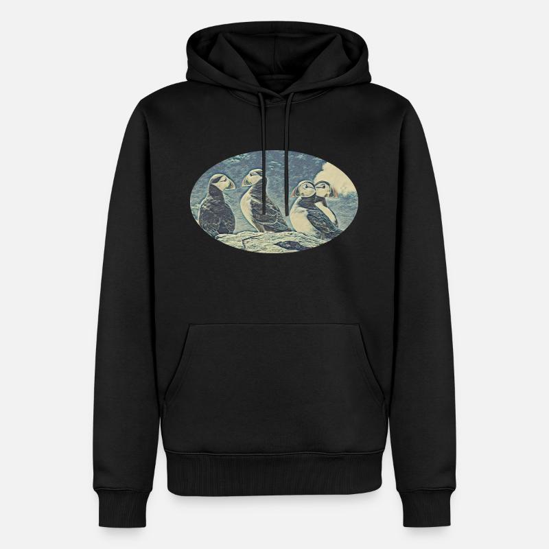 Papageitaucher - Männer Premium Bio Hoodie - Schwarz