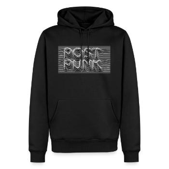 Post Punk Typographie Conception de texte - Sweat à capuche Premium bio Homme - noir - Devant - Nico (187cm)