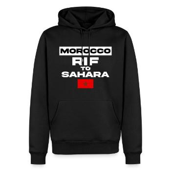 Maroc du Rif au Sahara Marocain - Sweat à capuche Premium bio Homme - noir - Devant - Nico (187cm)