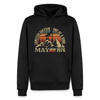 légendes nées en mai 1976 anniversaire mai 1976 - Sweat à capuche Premium bio Homme - noir - Devant - Nico (187cm)