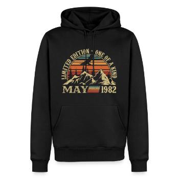 légendes nées en mai 1982 anniversaire mai 1982 - Sweat à capuche Premium bio Homme - noir - Devant - Nico (187cm)