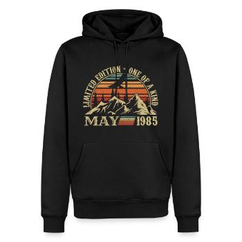 légendes nées en mai 1985 anniversaire mai 1985 - Sweat à capuche Premium bio Homme - noir - Devant - Nico (187cm)