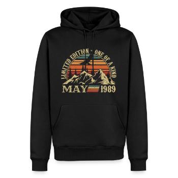 légendes nées en mai 1989 anniversaire mai 1989 - Sweat à capuche Premium bio Homme - noir - Devant - Nico (187cm)
