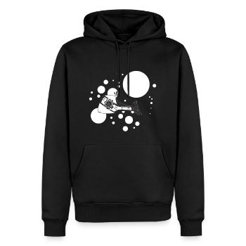 Lachs 4 - Männer Premium Bio Hoodie - Schwarz - Vorne - Nico (187cm)