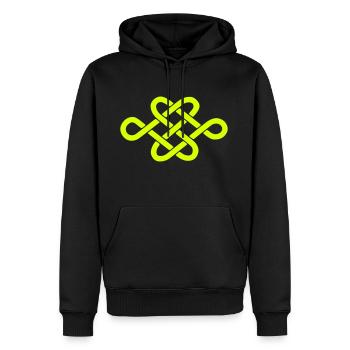 Noeud sans fin Balayage sans fin Bouddha hoche la tête - Sweat à capuche Premium bio Homme - noir - Devant - Nico (187cm)