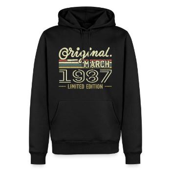 Né en Mars 1987 Cadeau Anniversaire Mars 1987 - Sweat à capuche Premium bio Homme - noir - Devant - Nico (187cm)