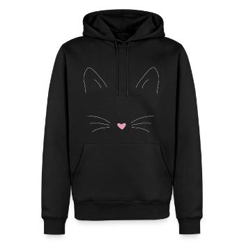 chat - Sweat à capuche Premium bio Homme - noir - Devant - Nico (187cm)