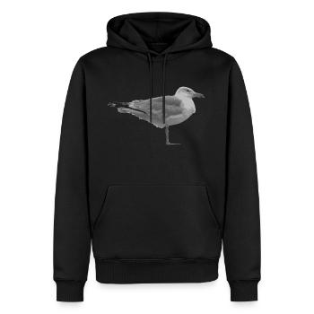 Idée cadeau design Mouette - Sweat à capuche Premium bio Homme - noir - Devant - Nico (187cm)