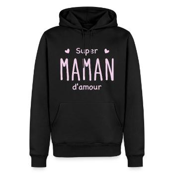 Super maman d'amour - Sweat à capuche Premium bio Homme - noir - Devant - Nico (187cm)