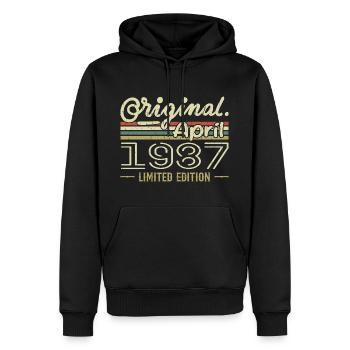 Avril 1987 Cadeau 38e Anniversaire Avril 1987 - Sweat à capuche Premium bio Homme - noir - Devant - Nico (187cm)