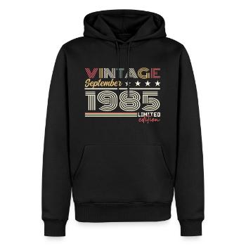 Jahrgang September 1985 September 1985 September - Männer Premium Bio Hoodie - Schwarz - Vorne - Nico (187cm)