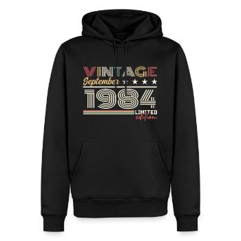 Vintage Septembre 1984 Septembre 1984 September - Men’s Premium Organic Hoodie - black - Front - Nico (187cm)
