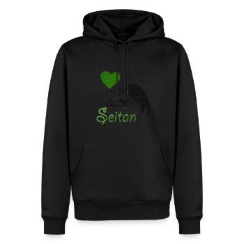 Grüner Seitan - Männer Premium Bio Hoodie - Schwarz - Vorne - Nico (187cm)