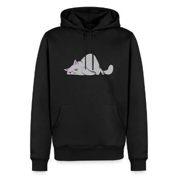 Müde Katze - Männer Premium Bio Hoodie - Schwarz - Vorne - Nico (187cm)