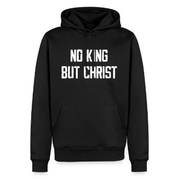 No King But Christ - Männer Premium Bio Hoodie - Schwarz - Vorne - Nico (187cm)