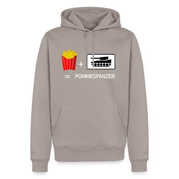 chars français - Sweat à capuche Premium bio Homme - taupe - Devant - Nico (187cm)
