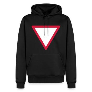 Vorfahrt achten Verkehrsschild Achtung Auto Fahren - Männer Premium Bio Hoodie - Schwarz - Vorne - Nico (187cm)