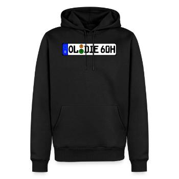 Oldie 60 years history - Men’s Premium Organic Hoodie - black - Front - Nico (187cm)