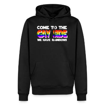 Venez à la Gay Side LGBT Arc-en-ciel Gay Pride - Sweat à capuche Premium bio Homme - noir - Devant - Nico (187cm)