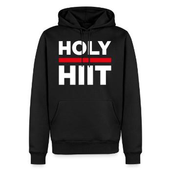 Holy HIIT - Männer Premium Bio Hoodie - Schwarz - Vorne - Nico (187cm)
