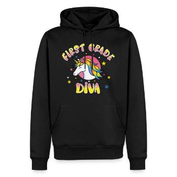 First Grade Diva Einhorn Einschulung Geschenk - Männer Premium Bio Hoodie - Schwarz - Vorne - Nico (187cm)