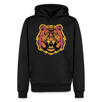 Farbiger Tiger - 2 - Männer Premium Bio Hoodie - Schwarz - Vorne - Nico (187cm)