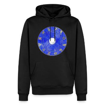 Étoile - Zodiaque - Lune - Ciel étoilé - Sweat à capuche Premium bio Homme - noir - Devant - Nico (187cm)