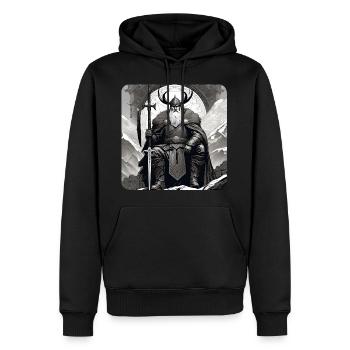 Proud Viking with Horns Helmet - Men’s Premium Organic Hoodie - black - Front - Nico (187cm)