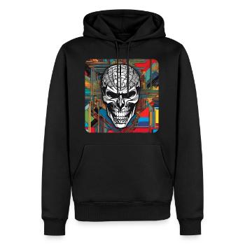 Totenkopf im Retro Style - Männer Premium Bio Hoodie - Schwarz - Vorne - Nico (187cm)