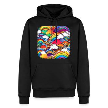 Arcs-en-ciel de bonne humeur avec des nuages - Sweat à capuche Premium bio Homme - noir - Devant - Nico (187cm)