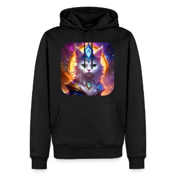 Mystische weiße Katze - Männer Premium Bio Hoodie - Schwarz - Vorne - Nico (187cm)
