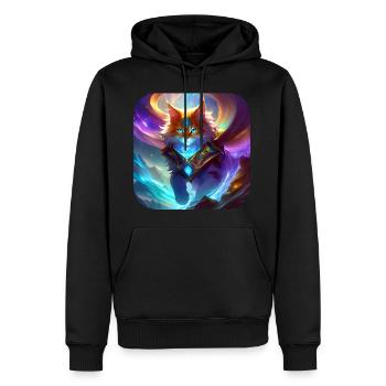 Chat magique mystique - Sweat à capuche Premium bio Homme - noir - Devant - Nico (187cm)