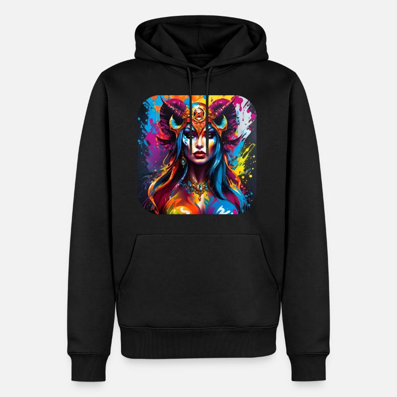 Dämonin im Graffiti Style - Männer Premium Bio Hoodie - Schwarz