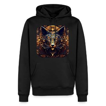 Chat gothique doré noir cool - Sweat à capuche Premium bio Homme - noir - Devant - Nico (187cm)