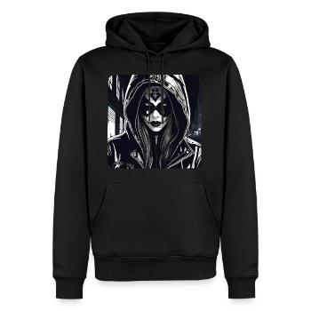Cooles Cyberpunk Girl - Männer Premium Bio Hoodie - Schwarz - Vorne - Nico (187cm)
