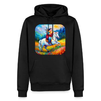 Niedliche dicke Moppel Fee mit Einhorn - Männer Premium Bio Hoodie - Schwarz - Vorne - Nico (187cm)