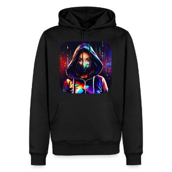Cooles Cyberpunk Girl - Männer Premium Bio Hoodie - Schwarz - Vorne - Nico (187cm)